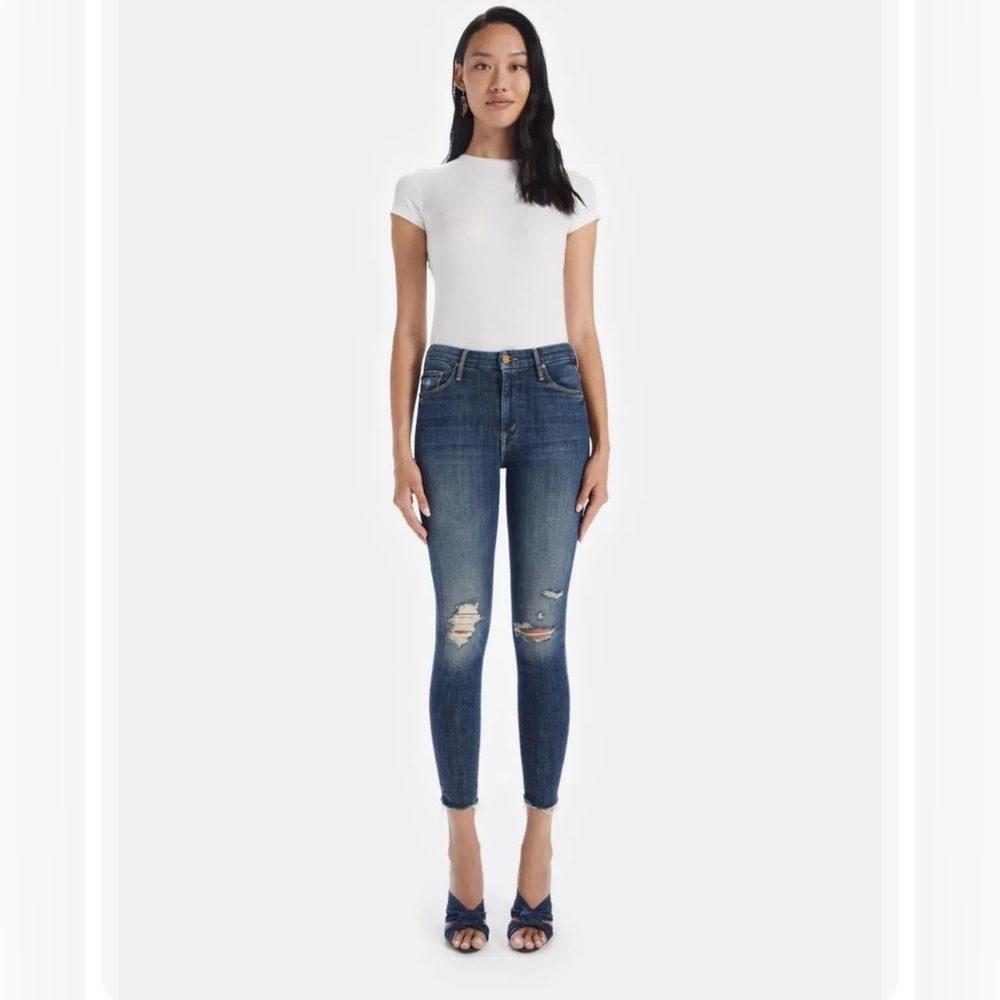 MOTHER High Waisted Looker Ankle Fray - Wicked Wildflower